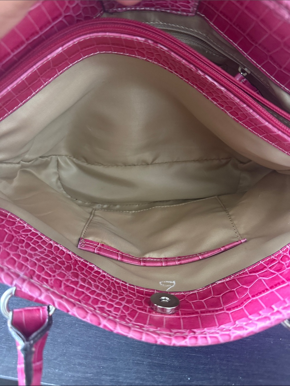Nine West Pink Trim Neutral Tote Bag with Crossbody Strap - Picture 6 of 6